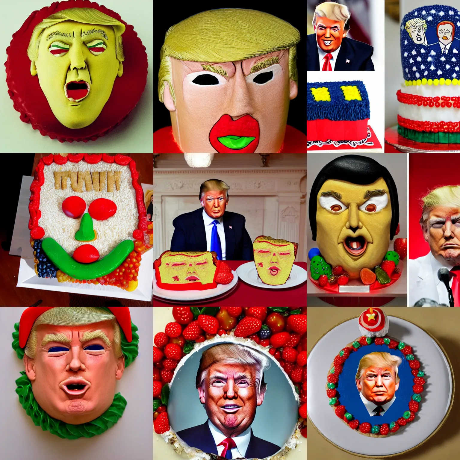 Prompt: donald trump's face in a fruitcake