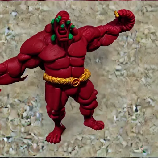 Image similar to realistic full size hellboy made out of whole twizzlers, render