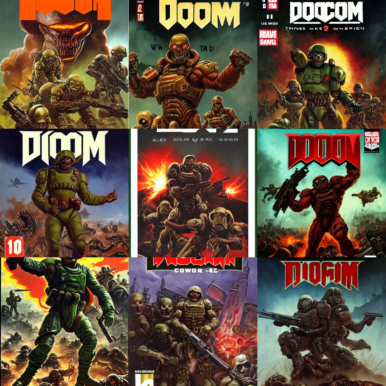 Prompt: Doom2 Cover Art WW2