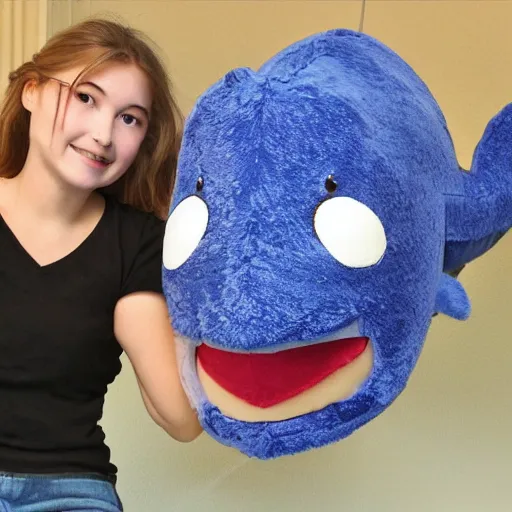 Image similar to a large Dory plush toy, realistic