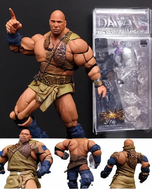 Image similar to dwayne johnson action figure. dnd, high fantasy. royo, artgem, wlop