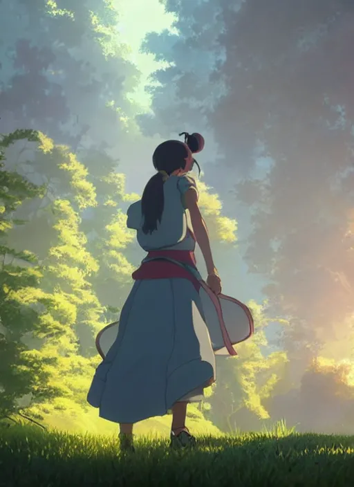 Image similar to celes chere medium shot, studio ghibli, pixar and disney animation, sharp, rendered in unreal engine 5, anime key art by greg rutkowski, bloom, dramatic lighting