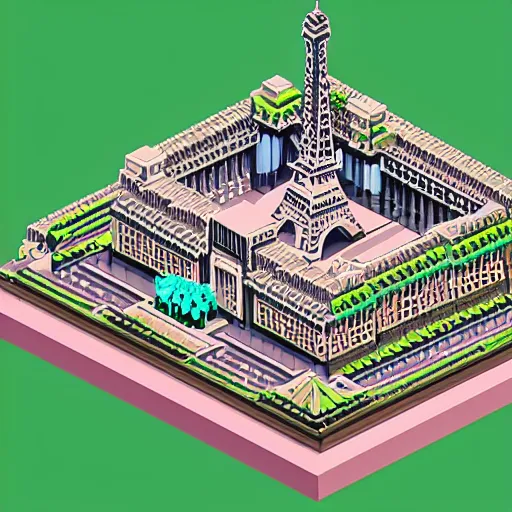 Image similar to isometric voxel art of paris