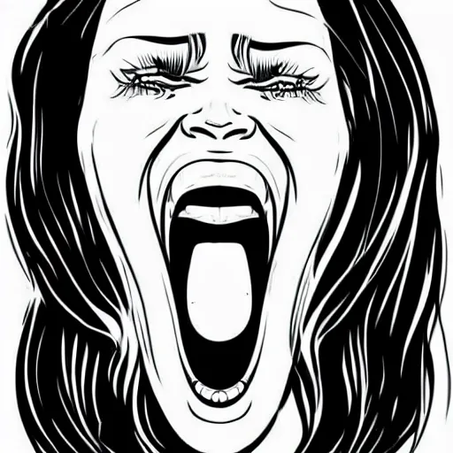 Image similar to open mouth screaming with tongue sticking out, say ahh, illustration, vector art, s clean lines, clip art, on white background, pinterest, artstation, deviantart