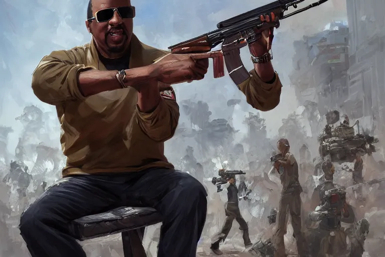 Image similar to portrait of stevie wonder holding an ak - 4 7, mexico set in background, charlie bowater, artgerm, ilya kuvshinov, krenz cushart, ruan jia, realism, ultra detailed, 8 k resolution