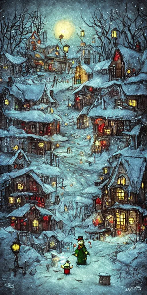 Image similar to a scrooge christmas scene by alexander jansson