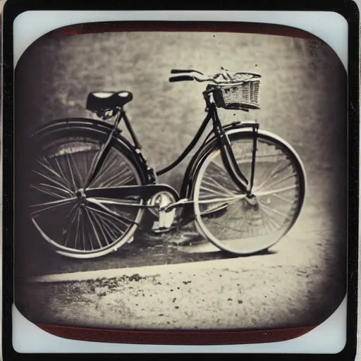 Prompt: vintage polaroid of a bicycle