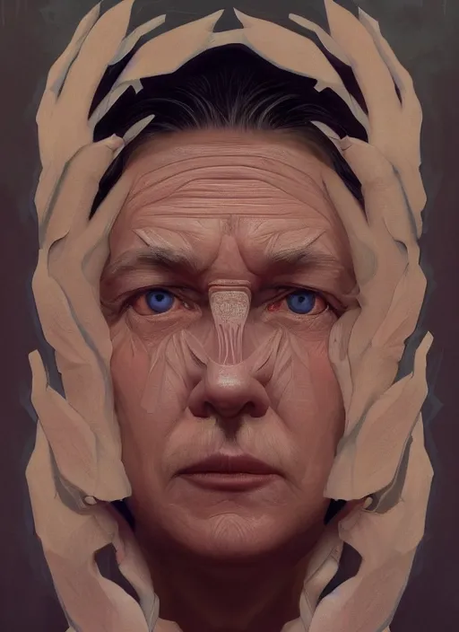 Image similar to symmetry!! david lynch, director of twin peaks, male, machine parts embedded into face, intricate, elegant, highly detailed, digital painting, artstation, concept art, smooth, sharp focus, illustration, art by artgerm and greg rutkowski and alphonse mucha, 8 k