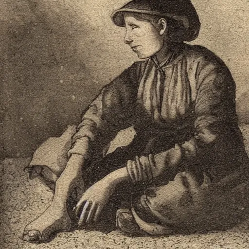 Prompt: an illustration of a young peasant woman by lisbeth zwerger