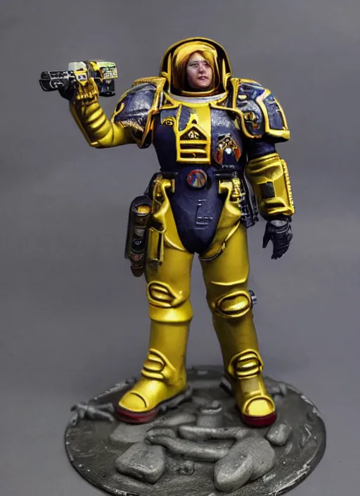 Image similar to 8 0 mm resin detailed miniature of elon musk as a warhammer 4 0 k space marine, product introduction photos, 4 k, full body,