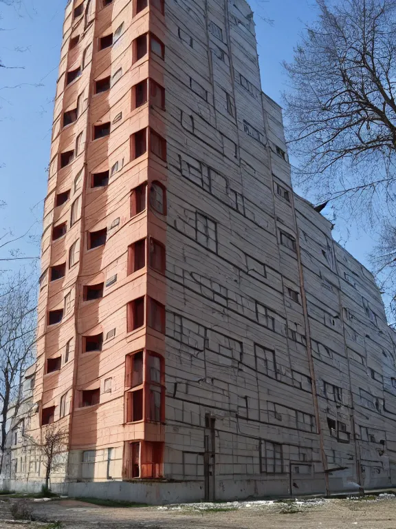 Image similar to low - cost soviet residental building, photo, full shot