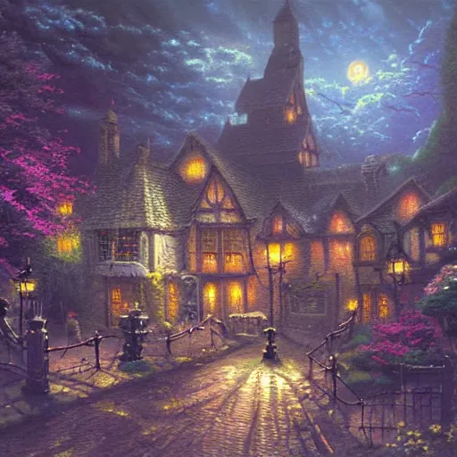Prompt: Thomas Kinkade painting of a scary dungeon, dark, creepy