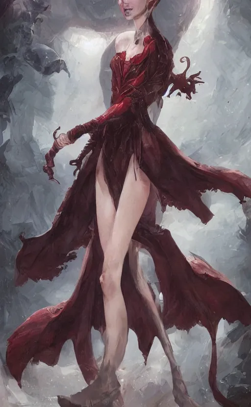 Image similar to desirable Vampire woman, fantasy, intricate, elegant, highly detailed, digital painting, artstation, concept art, matte, sharp focus, illustration, art by artgerm and Greg Rutkowski, dreadjim, zeen chin