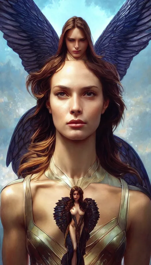 Prompt: archangel, perfectly-centered-Portrait of the most beautiful women on the planet, sweaty, dynamic action pose, insane, intricate, highly detailed, digital painting, artstation, concept art, smooth, sharp focus, illustration, Unreal Engine 5, 8K, art by artgerm and greg rutkowski and alphonse mucha