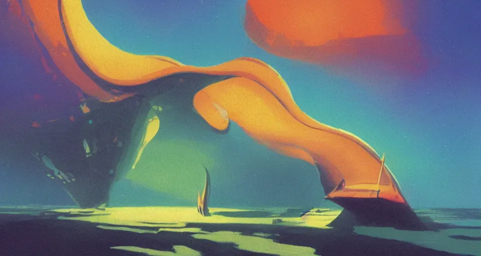 Image similar to i live in a seashell, concept art by bill sienkiwicz and john harris, triadic color scheme