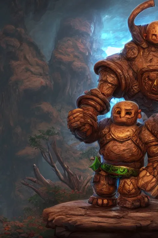 Image similar to zelda fantasy art giant golem troll wood rock greeble gemstone, global illumination ray tracing hdr fanart arstation by sung choi and eric pfeiffer and gabriel garza and casper konefal