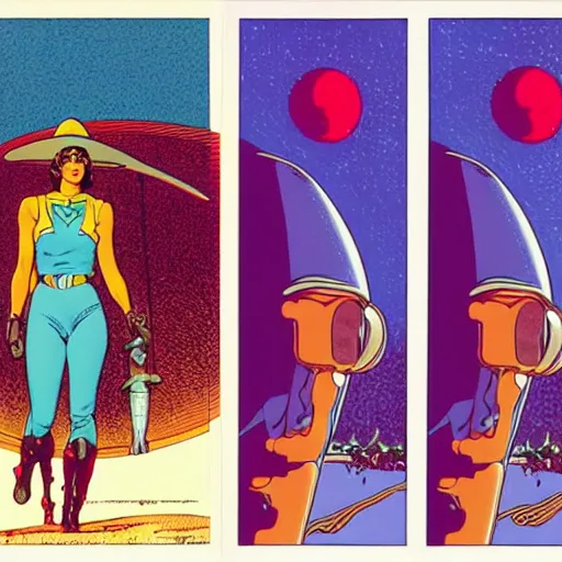 Image similar to cindy crawford retro minimalist portrait moebius starwatcher comic by jean giraud, 8 k