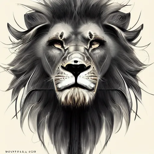 Image similar to mechanical lion, digital illustration, concept art, artstation