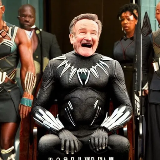 Image similar to robin williams as black panther