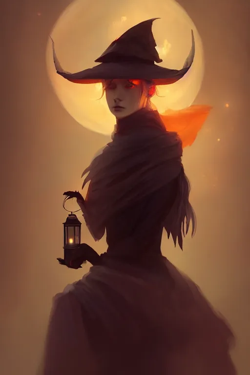 Image similar to portrait of a spirit ghost, crow on shoulder, holding a lantern, halloween night, charlie bowater, artgerm, ilya kuvshinov, krenz cushart, ruan jia, realism, ultra detailed, 8 k resolution