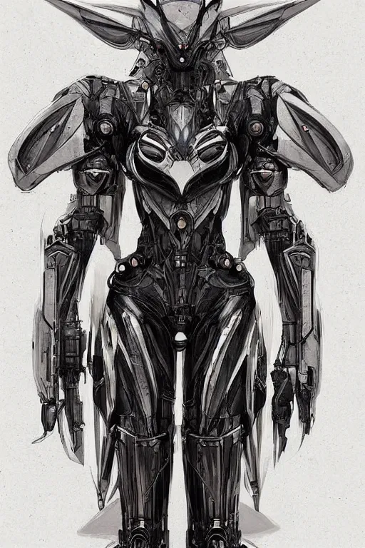 Prompt: very symmetrical!! full body illustrations of mecha, pen and ink, moderately detailed, by james gurney, by greg rutkowski, concept art, insect witch woman, moth wing, butterfly spread wing, artstation, deviantart, pinterest, unreal engine