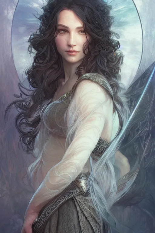 Prompt: beautiful lord of the rings elf, intricate, elegant, highly detailed, digital painting, artstation, concept art, smooth, sharp focus, illustration, art by artgerm and greg rutkowski and alphonse mucha