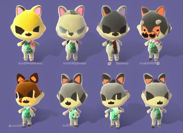 Prompt: extremely cute chibi werewolf animal crossing villager. animal crossing character. smooth round, smooth texture, 3 d render, 3 d model rip, simplified, symmetry, animal crossing new horizons, hq, artgerm, arstation,