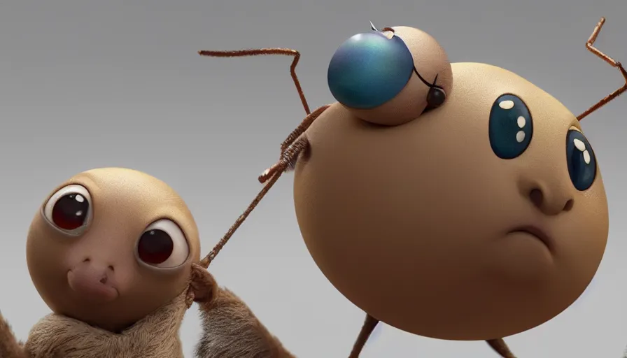 Image similar to very very very cute baby insect creature by Max Kostenko and Bobby Chiu, disney, pixar, MPC, Framestore, character design for animation, uplight, a lineup of characters, big disney eyes, symmetrical eyes, cuteness, 3d render, octane rendered, rendered by maya and houdini, highly detailed, unreal engine, Trending on Artstation, octane render, 4k, 8k, HD