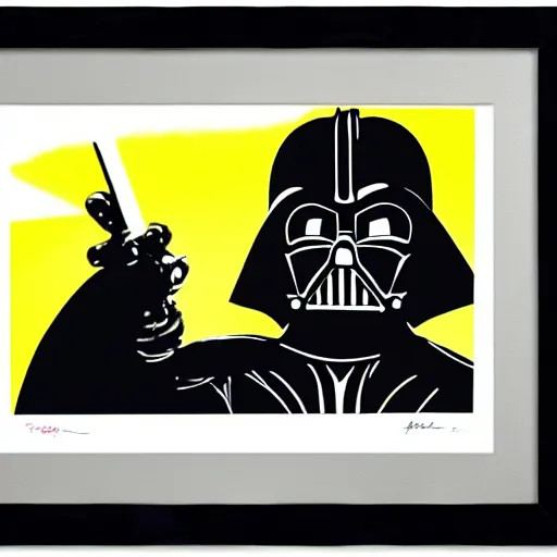 Image similar to andy warhol framed print of darth vader