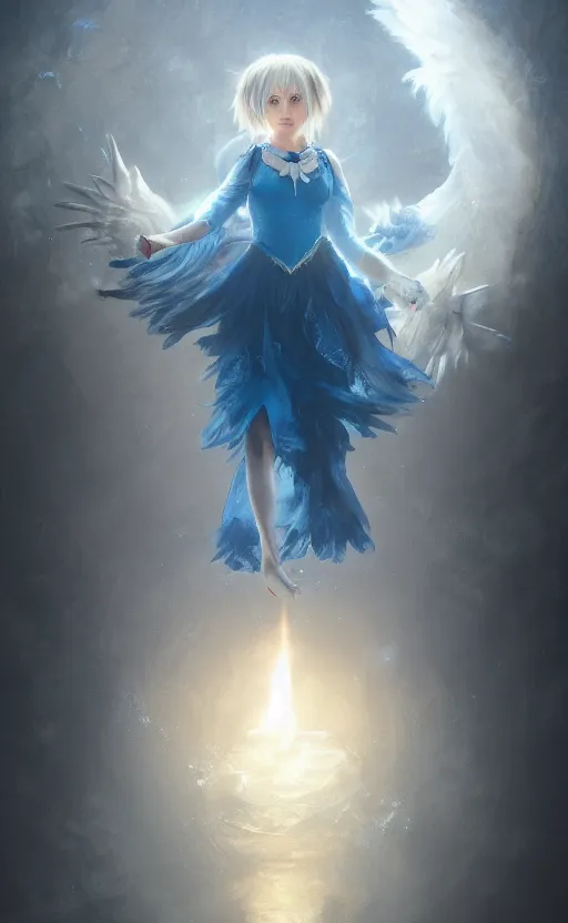 Image similar to a girl from final fantasy live action, cosplaying as piplup, evocative, mystical night, very very very very detailed, award winning, masterpiece digital painting by greg rutkowski, alex grey, artstation, 4 k wallpaper