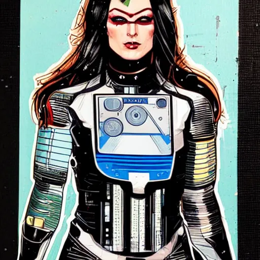 Image similar to portrait of a female android, by DC comics and Sandra Chevrier