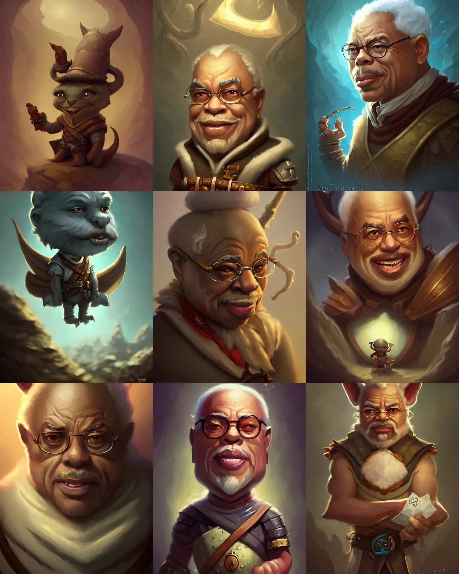 Prompt: cute little anthropomorphic james earl jones cute and adorable, pretty, beautiful, dnd character art portrait, matte fantasy painting, deviantart artstation, by jason felix by steve argyle by tyler jacobson by peter mohrbacher, cinema