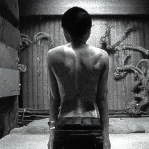 Image similar to film still from 鉄 男 tetsuo 2 body hammer 1 9 9 2 tsukamoto industrial body horror