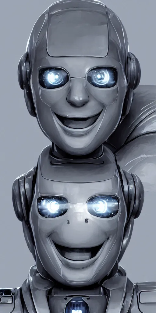 Image similar to extremely happy robot faces, expressive, art, cinematic lighting, very coherent, hyper realism