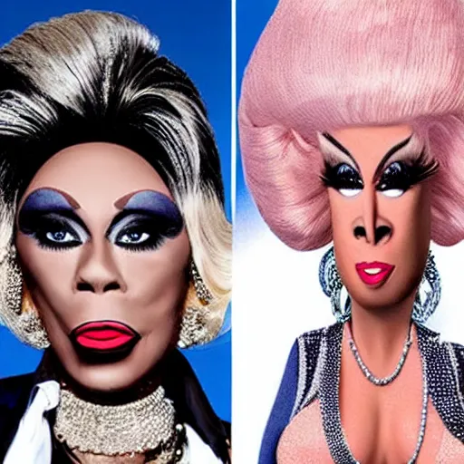 Image similar to donald trump in drag on ru paul's drag race