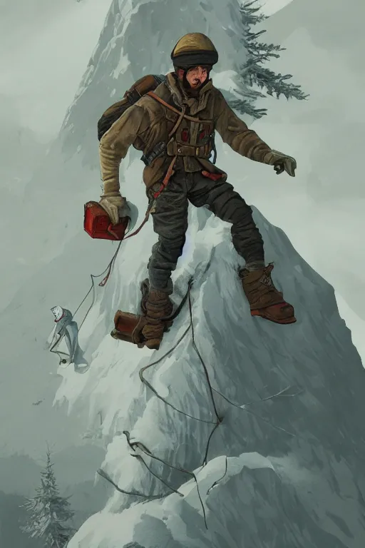 Image similar to alpinist illustration a storybook illustration trending on artstation