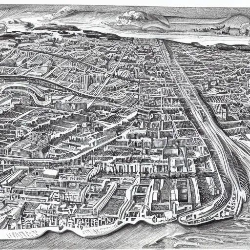 Prompt: hyperdetailed drawing of city of Buenos Aires