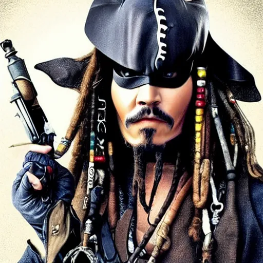 Image similar to jack sparrow as batman, ultrarealistic