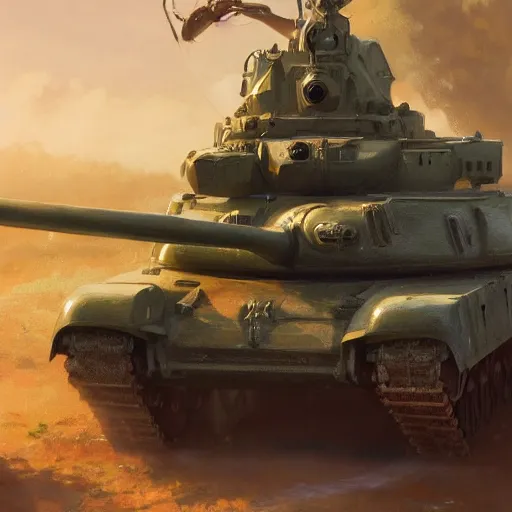 Prompt: A Tank with the Face of a Beautiful Anime Girl, detailed, centered, digital painting, artstation, concept art, donato giancola, Joseph Christian Leyendecker, WLOP, Boris Vallejo, Breathtaking, 8k resolution, extremely detailed, beautiful, establishing shot, artistic, hyperrealistic, beautiful face, octane render, cinematic lighting, dramatic lighting, masterpiece