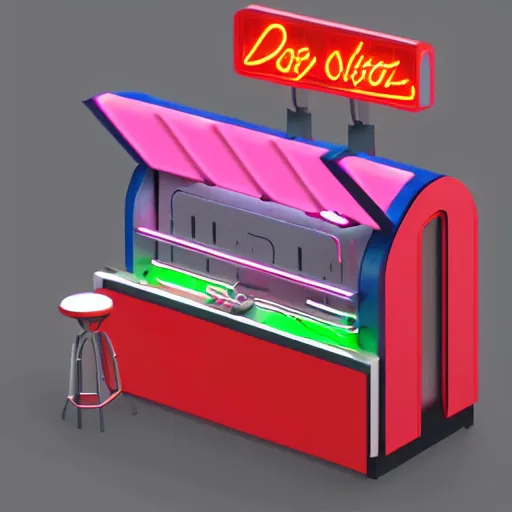 Prompt: neon digital futuristic hotdog stand, artstation