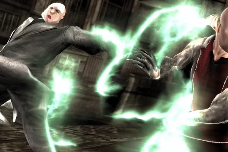 Image similar to a screenshot from voldemort in Tekken 6