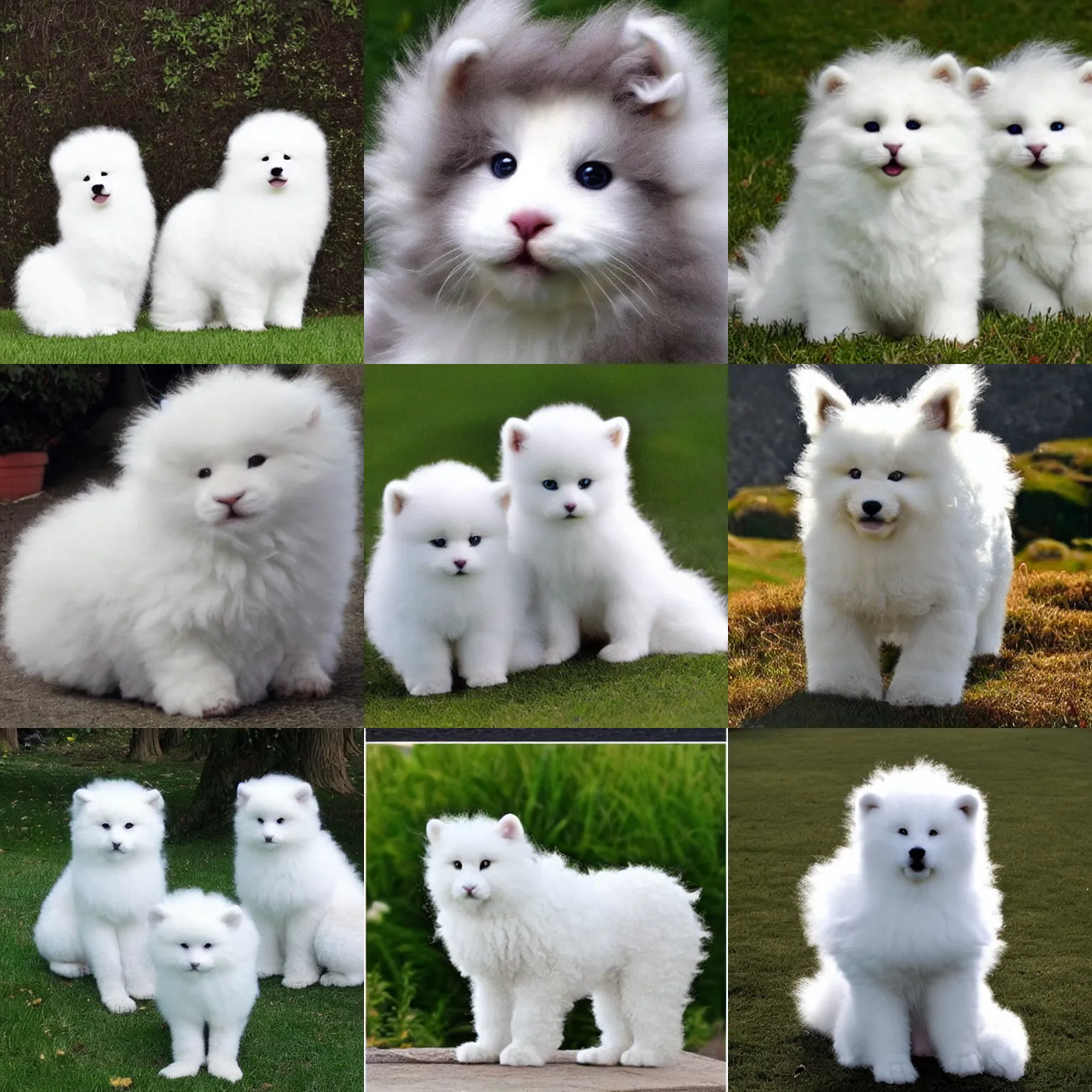 Prompt: cute curly fluffy white furred creatures