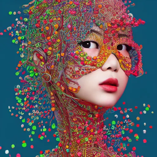 Prompt: the portrait of an unbelievably beautiful and cute japanese girl made up of peppers, an ultrafine detailed illustration by james jean, intricate linework, bright colors, final fantasy, behance contest winner, vanitas, angular, altermodern, unreal engine 5 highly rendered, global illumination, radiant light, detailed and intricate environment