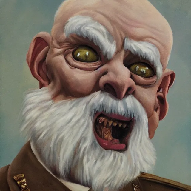 Prompt: painting of gollum as colonel sanders