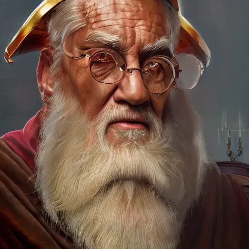 Prompt: portrait of an elderly orthodox patriarch, muscular, upper body, D&D, fantasy, intricate, cinematic lighting, highly detailed, digital painting, artstation, concept art, smooth, sharp focus, illustration, art by Hajime Sorayama
