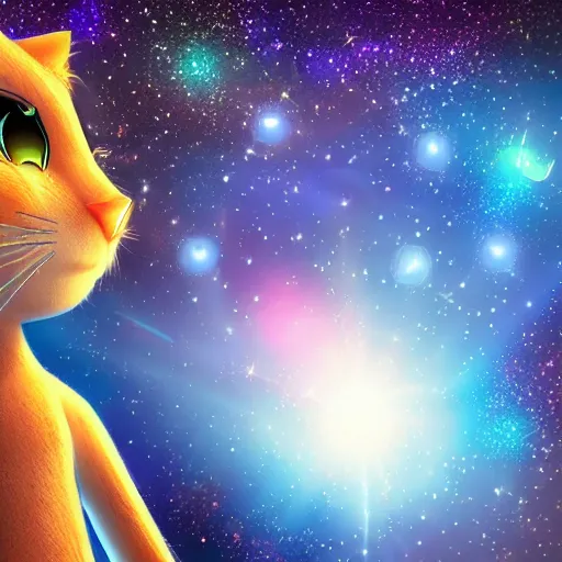 Image similar to A cute anthropomorphic blue cat man with sparkling galaxy, heavenly light, beautiful lighting, highly detailed digital art.