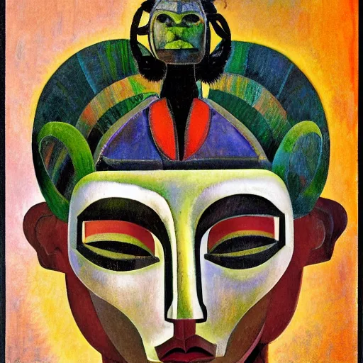 Image similar to head of a beautiful boy wearing a mask made of metal flowers, by diego rivera and john watkiss, art deco shaman, stylized flowers, art brut, symbolist, dramatic lighting, god rays, iridescent beetles, clean crisp graphics, smooth sharp focus, extremely detailed