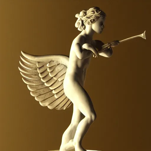 Image similar to marble angel statue with puffed cheeks breathing fire, artstation, cgsociety