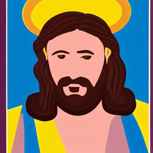 Image similar to jesus with a yellow donut on top of his head