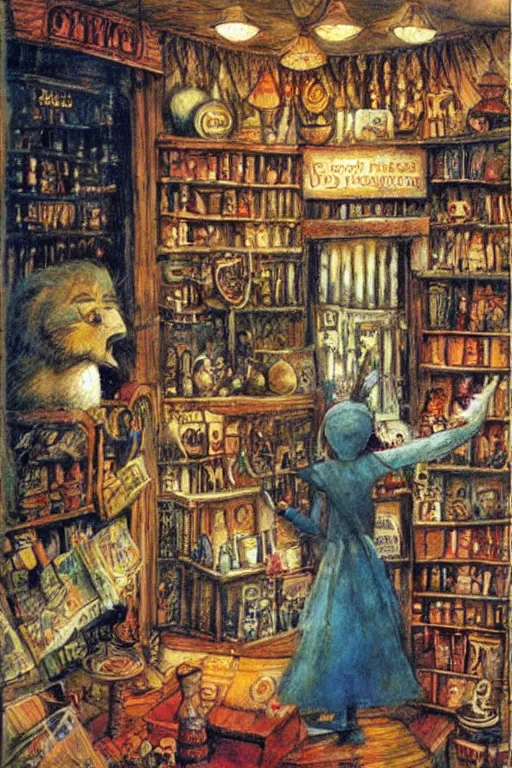 Image similar to a magic shop, by jerry pinkney